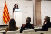 La consellera d'Interior, Núria Parlon, en la roda de premsa posterior a la reunió del comitè tècnic per seguir els efectes de la dana.