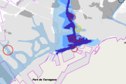 Imatge de les zones que presenten un risc d'inundabilitat alt a la ciutat de Tarragona.