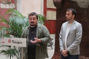 El portaveu i el conseller d’ECP, Jordi Collado i Toni Carmona, en una roda de premsa de la setmana passada.