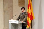 El president de la Generalitat, Salvador Illa, intervé a l'acte institucional del Govern pel 8-M