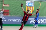El jugador del Reus Deportiu, Martí Casas, celebrant un gol a la final de la Copa del Rei.