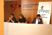 Joan Vázquez, president d'IPCENA; Xavier Jiménez, president del GEPEC, i Carles Perdiguero, advocat, per parlar de la causa oberta contra Griñó.