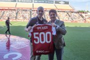L’speaker del Nàstic Rubèn Bladé amb el president Lluís Fàbregas.