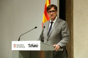El president de la Generalitat, Salvador Illa, en un instant sobre la seva intervenció al voltant de l'ampliació de l'aeroport del Prat.