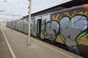 imatge d'arxiu d'un tren cobert de grafitis