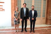 El secretari d'Empresa i Competitivitat, Jaume Baró, acompanyat de membres de l'òrgan de govern del Fons de Transició Nuclear després de la reunió celebrada al Consell Comarcal del Baix Camp