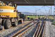 Imatge d’arxiu de les obres que es van dur a terme a l’estació de Sant Vicenç de Calders.