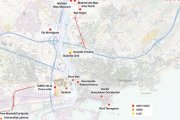 Mapa de Tarragona on s’indiquen les diferents infraestructures de la ciutat situades en zones amb risc d’inundació.
