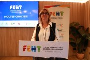 La presidenta de la Federació Empresarial d'Hostaleria i Turisme de la província de Tarragona (FEHT), Berta Cabré, en la presentació de les dades i balanç turístic del 2025.