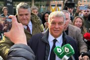 El president del Barça, Joan Laporta, a la sortida de la Ciutat de la Justícia.