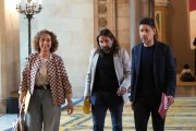 La portaveu d'ERC al Parlament, Ester Capella, i el portaveu dels Comuns al Parlament, David Cid