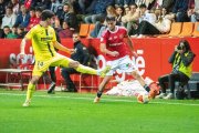 El jugador del Nàstic Jaume Jardí durant el duel contra el Villarreal B.