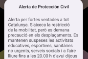 Missatge d'alerta de Protecció Civil
