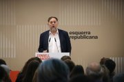 El president d'ERC, Oriol Junqueras, durant el Consell Nacional
