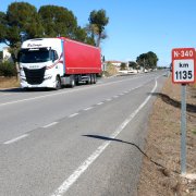 L'N-340 a l'altura de Miami Platja, a Mont-roig del Camp.