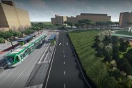 Imatge virtual del futur tramvia del Camp de Tarragona al seu pas per Vila-seca.