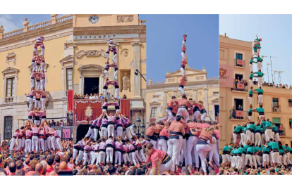 3 de 9 amb folre dels Xiquets, 2 de 9 amb folre i manilles de la Jove, 4 de 9 amb folre i pilar de la Colla Vella i 3 de 10 amb folre i manilles dels Verds, a la diada de 2023