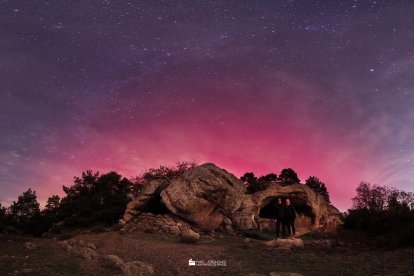 Imatge de l'aurora boreal des de Prades.