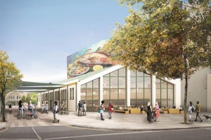 Imatge virtual del futur Mercat de la Vila, amb una façana de vidre oberta al posterior