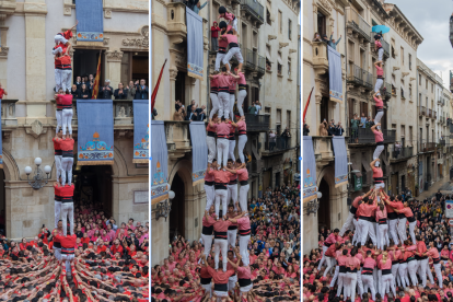 2de8sf de la Colla Joves Xiquets de Valls i el 4de9sf i el Pde8fm de la Colla Vella dels Xiquets de Valls