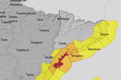 L'AEMET ha elevat a vermell l'alerta per l'arribada de la DANA a Tarragona.