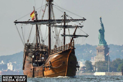 Imatge de la rèplica històrica de la Nao Trinidad, la capitana de l’expedició de Magallanes i Elcano, que va protagonitzar la Primera Volta al Món (1519-1522)