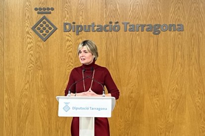La presidenta de la Diputació, Noemí Llauradó, ahir durant la trobada anual amb els mitjans de comunicació.