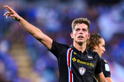 Estanis Pedrola amb la samarreta de la Sampdoria.