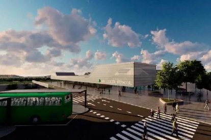 Recreació digital de la futura Estació Intermodal del Camp de Tarragona que previsiblement es construirà al sud de l’Aeroport de Reus, les obres de la qual s’iniciarien l’any vinent.