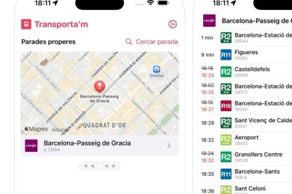 Captura de pantalla de l’app ‘Transporta’m’.