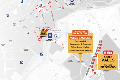 Plànol detallat de les afectacions i canvis de circulació que implicaran les obres de recuperació de la muralla medieval de Sant Francesc.