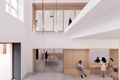 Recreació virtual de com s’espera que quedi la recepció de l’equipament formatiu.