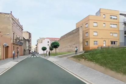Imatge virtual de la reconstrucció de l'antiga muralla.