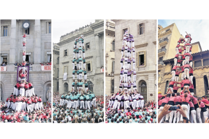 Pde8fm de la Joves de Valls i els 5de9f dels Verds i els Minyons a l’actuació de la Mercè a Barcelona., i 5de9f de la Colla Vella dels Xiquets de Valls a Lleida.