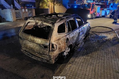 Imatge del vehicle calcinat a Banyeres del Penedès.