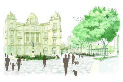 Imatge virtual de com s'espera que quedi la plaça del Pintor Fortuny, una vegada completades les obres.