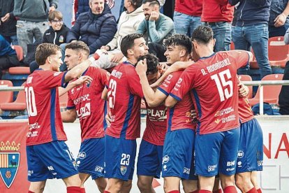 Els jugadors del Teruel celebrant un gol aquesta temporada.