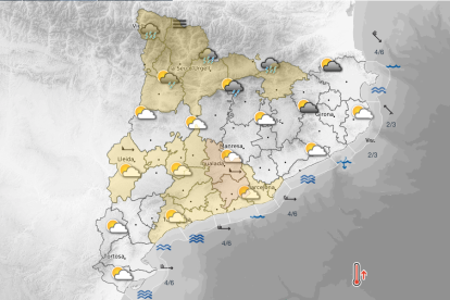 Imatge del mapa de la previsió meteorològica per dilluns