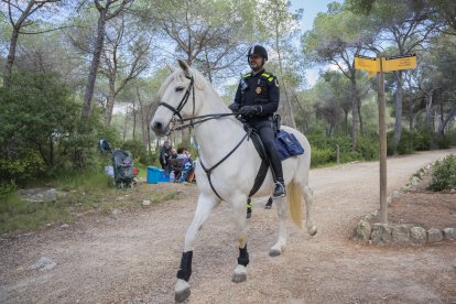 Imagen de archivo de la Unidad Montada de la Guardia Urbana de Tarragona durante el dispositivo especial del Lunes de Pascua el año pasado.