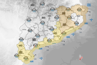Mapa de predicción del Meteocat para este jueves en Cataluña.