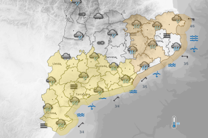 Mapa de predicción del Meteocat para este viernes en Cataluña.