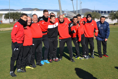 El CF Reus Genuine entrena con el primer equipo.
