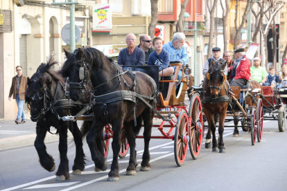 Diferents cavalls i carros han desfilat aquest matí pels carrers de la ciutat