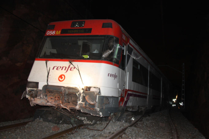 Descarrilament d'un tren de la línia R4 de Rodalies a Vacarisses