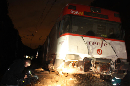 Descarrilament d'un tren de la línia R4 de Rodalies a Vacarisses