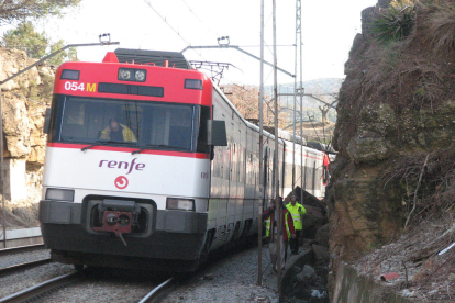 Descarrilament d'un tren de la línia R4 de Rodalies a Vacarisses