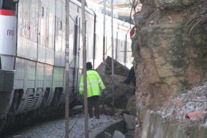 Descarrilament d'un tren de la línia R4 de Rodalies a Vacarisses