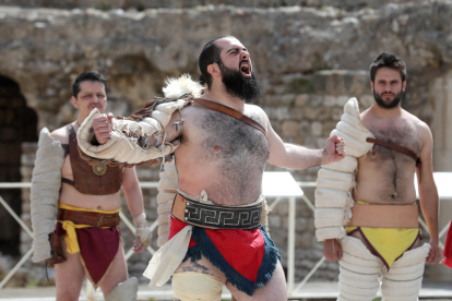 Imatges de la lluita de gladiadors de Tarraco Viva.
