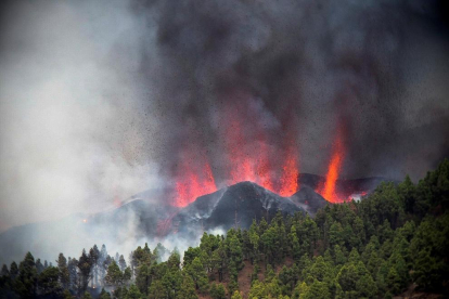 Una erupció volcànica va començar durant la tarda de diumenge als voltants de Las Manchas, a El Paso a l'illa de La Palma de Canàries