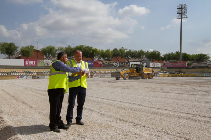 Jordi Cervera y Carles Pellicer durante la visita a las obras.